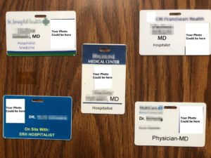 Five hospital badges