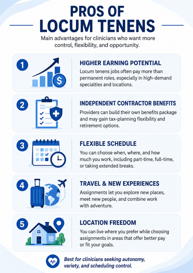 Benefits of locum tenens work